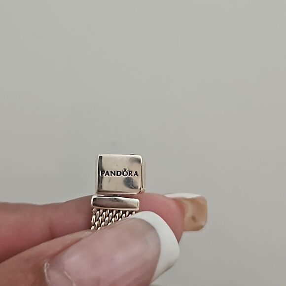 Pandora Authentic Mesh Bracelet With Heart Charm Gold - Picture 4 of 16